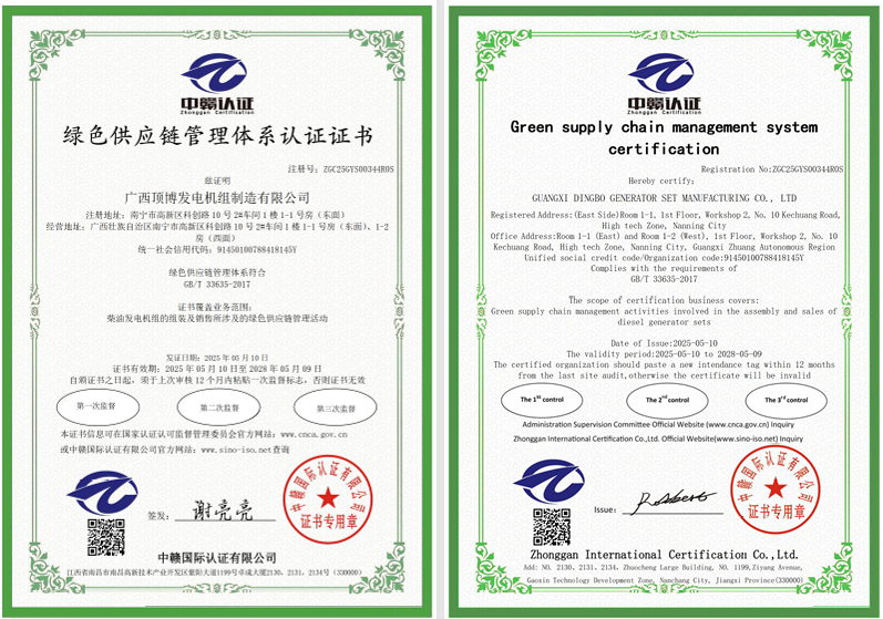 綠色供應鏈管理體系認證證書